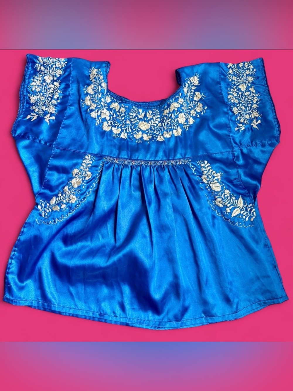 Blue Embroidered Women’s Mexican Top